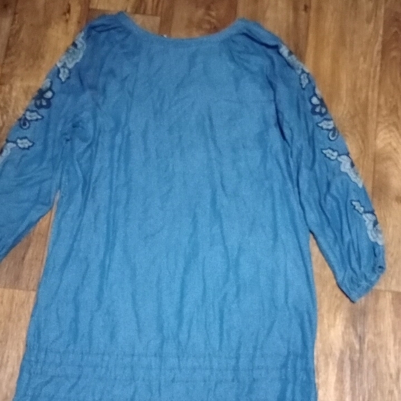 New York & Company Denim Blue Tunic Dress With Tie Front - Picture 5 of 6